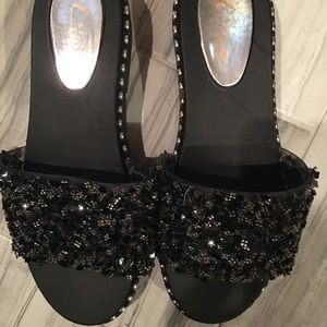 Black and silver sandals